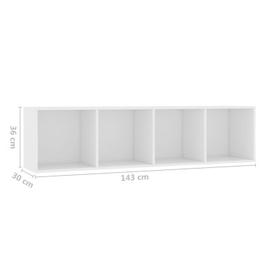 vidaXL Βιβλιοθήκη/Έπιπλο Τηλεόρασης Λευκό 143x30x36cm 1 τεμ.