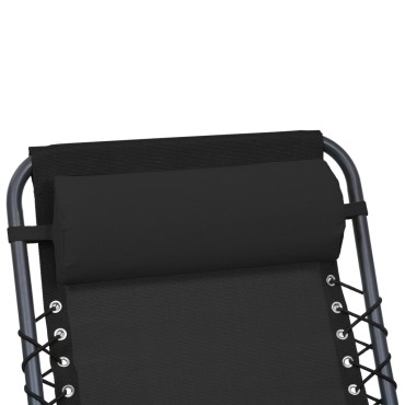 vidaXL Προσκέφαλο Σεζλόνγκ Μαύρο 40x7,5x15cm από Textilene