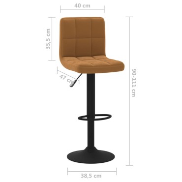 vidaXL Σκαμπό Μπαρ Καφέ Βελούδινο 40x47x(90-111)cm 1 τεμ.