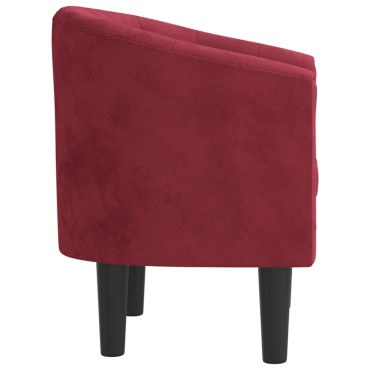 vidaXL Πολυθρόνα Μπάρελ Μπορντό Βελούδινη 46,5x45cm 1 τεμ.