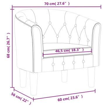 vidaXL Πολυθρόνα Μπάρελ Μπορντό Βελούδινη 46,5x45cm 1 τεμ.