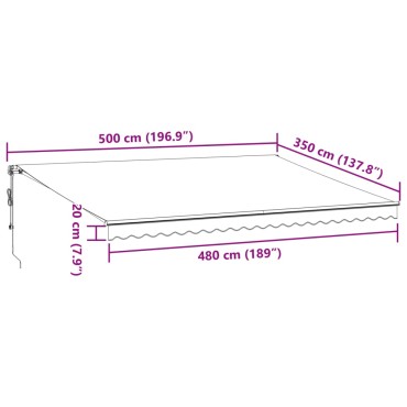 vidaXL Τέντα Πτυσσόμενη Αυτόματη με LED Ανθρακί / Λευκή 500x350 εκ.