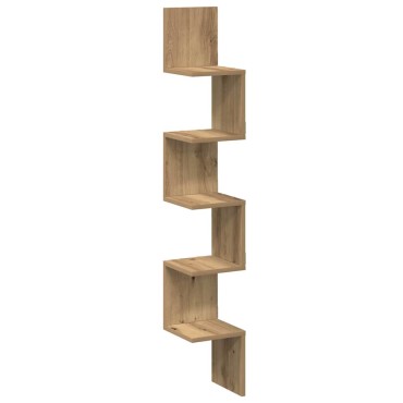 vidaXL Γωνιακό ράφι τοίχου Δρυς τεχνίτης 20x20x127,5cm