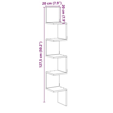 vidaXL Γωνιακό ράφι τοίχου Δρυς τεχνίτης 20x20x127,5cm