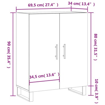 vidaXL Συρταριέρα Μαύρη 69,5x34x90cm από Επεξεργασμένο Ξύλο 1 τεμ.