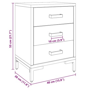 vidaXL Κομοδίνα 2 τεμ. 40x30x55cm από Μασίφ Ξύλο Πεύκου