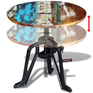 vidaXL Τραπεζάκι Βοηθητικό 60x(42-63)cm Ανακυκλ. Ξύλο + Χυτοσίδηρος 1 τεμ.