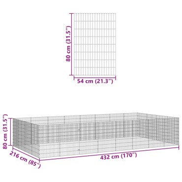 vidaXL Περίφραξη Ζώων Ελεύθερης Βοσκής 24 Πάνελ 54x80 εκ. Γαλβ. Σίδερο