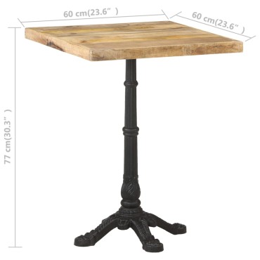 vidaXL Τραπέζι Bistro 60x60x77cm Ακατέργαστο Ξύλο Μάνγκο 1 τεμ.