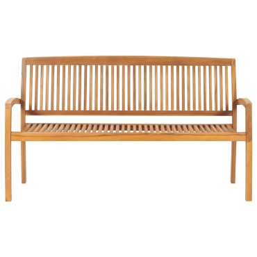 vidaXL Παγκάκι Κήπου Στοιβαζόμενο Μασίφ Ξύλο Teak & Μαξιλάρι 159x57,5x90cm 1 τεμ.