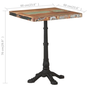 vidaXL Τραπέζι Bistro 60x60x76cm Μασίφ Ανακυκλωμένο Ξύλο 1 τεμ.