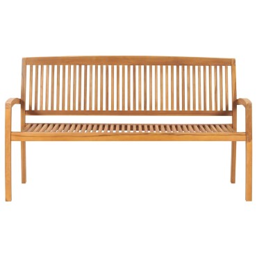 vidaXL Παγκάκι Κήπου Στοιβαζόμενο Μασίφ Ξύλο Teak & Μαξιλάρι 159x57,5x90cm 1 τεμ.