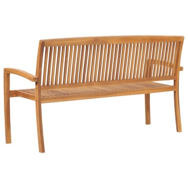 vidaXL Παγκάκι Κήπου Στοιβαζόμενο Μασίφ Ξύλο Teak με Μαξιλάρι 159x57,5x90cm 1 τεμ.