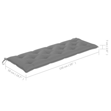 vidaXL Παγκάκι Κήπου Στοιβαζόμενο Μασίφ Ξύλο Teak & Μαξιλάρι 159x57,5x90cm 1 τεμ.