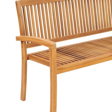 vidaXL Παγκάκι Κήπου Στοιβαζόμενο Μασίφ Ξύλο Teak με Μαξιλάρι 159x57,5x90cm 1 τεμ.