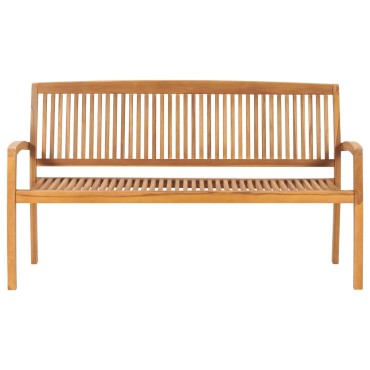 vidaXL Παγκάκι Κήπου Στοιβαζόμενο Μασίφ Ξύλο Teak & Μαξιλάρι 159x57,5x90cm 1 τεμ.