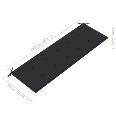 vidaXL Παγκάκι Κήπου Στοιβαζόμενο Μασίφ Ξύλο Teak & Μαξιλάρι 159x57,5x90cm 1 τεμ.