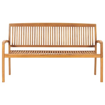vidaXL Παγκάκι Κήπου Στοιβαζόμενο Μασίφ Ξύλο Teak & Μαξιλάρι 159x57,5x90cm 1 τεμ.