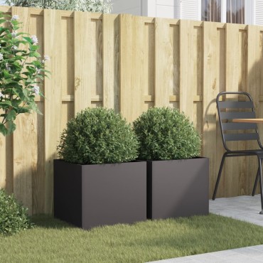 vidaXL Ζαρντινιέρες 2 τεμ. Μαύρες 42x40x39εκ. από Χάλυβα