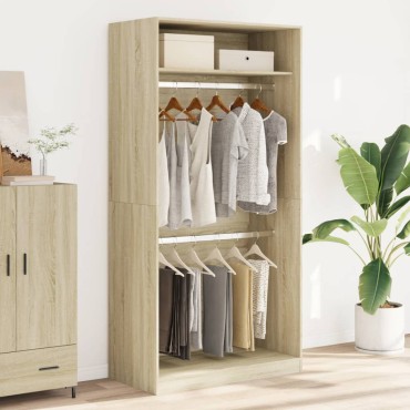 vidaXL Ντουλάπα Χρώμα Sonoma Δρυς 100x50x200cm από Επεξεργασμένο Ξύλο 1 τεμ.