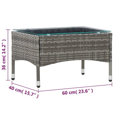 vidaXL Τραπεζάκι Σαλονιού Γκρι 60x40x36cm από Συνθετικό Ρατάν 1 τεμ.