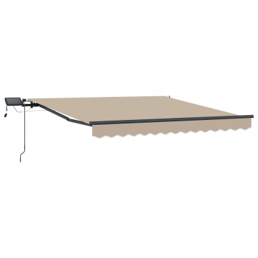 vidaXL Μηχανική Ανασυρόμενη Τέντα με LED Μπεζ 300x250 cm
