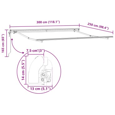 Ανασυρόμενη τέντα vidaXL Ανοιχτό γκρι 300x250 εκ, Αντικατάσταση υφάσματος τέντας vidaXL για πλαίσιο 3x2.5 μ Ανοιχτό γκρι