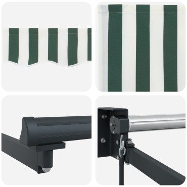 vidaXL Ανασυρόμενη Τέντα Πράσινη και Λευκή 300x250 cm
