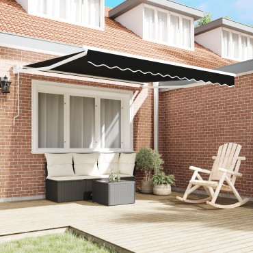 vidaXL Αυτόματη Ανασυρόμενη Τέντα Μαύρη 350x250 cm