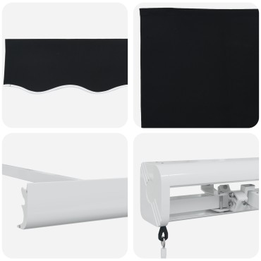 vidaXL Χειροκίνητη Ανασυρόμενη Τέντα Μαύρη 350x250 εκ