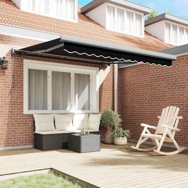 vidaXL Χειροκίνητη Ανασυρόμενη Τέντα Μαύρη 350x250 cm