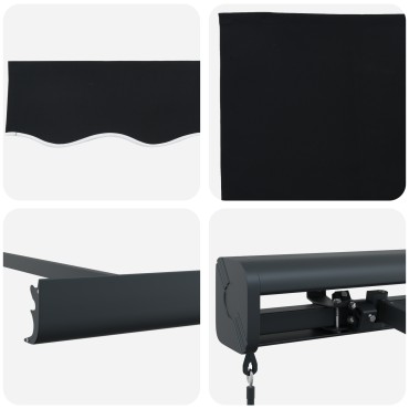 vidaXL Χειροκίνητη Ανασυρόμενη Τέντα Μαύρη 350x250 cm