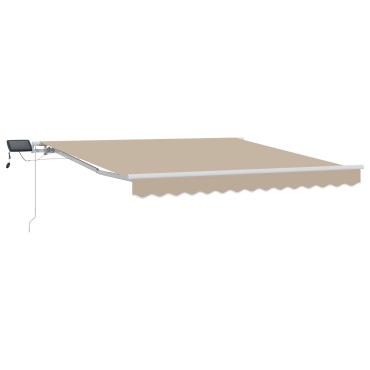 vidaXL Εγχειρίδια Ανασυρόμενη Τέντα με LED Μπεζ 350x250 εκ