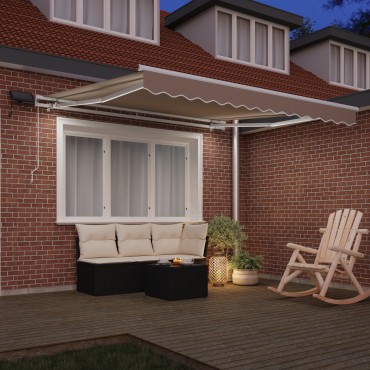 vidaXL Εγχειρίδια Ανασυρόμενη Τέντα με LED Μπεζ 350x250 εκ