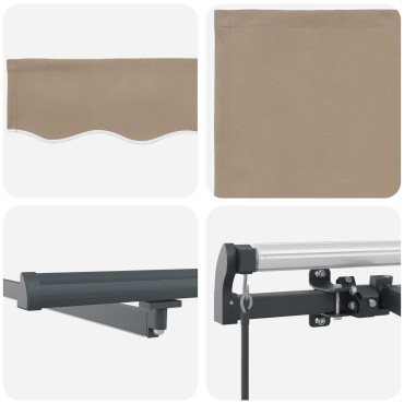 vidaXL Χειροκίνητη Ανασυρόμενη Τέντα με LED Μπεζ 350x250 cm