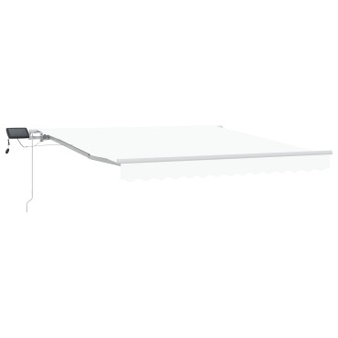 vidaXL Χειροκίνητη Ανασυρόμενη Τέντα με LED Λευκή 350x250 εκατοστά