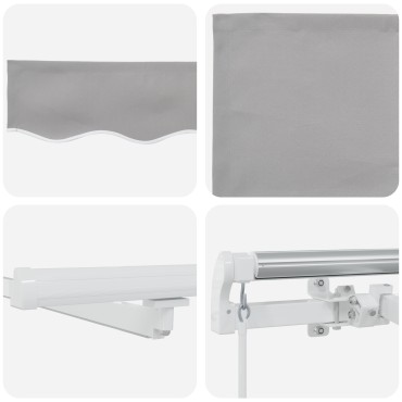 vidaXL Μηχανική Ανασυρόμενη Τέντα με LED Ανοιχτό γκρι 350x250 εκ.