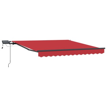 vidaXL Ανασυρόμενη Τέντα Manual με LED Κόκκινη 350x250 εκ.