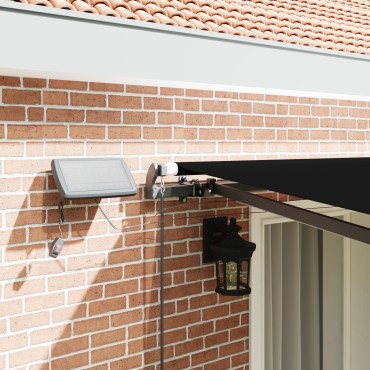 vidaXL Χειροκίνητη Ανασυρόμενη Τέντα με LED Μαύρη 400x300 εκ