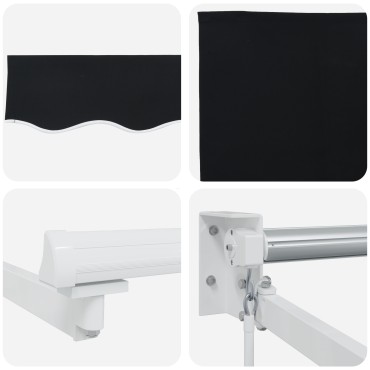 vidaXL Manual Retractable Awning Μαύρη 400x300 εκ.