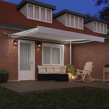 vidaXL Αυτόματη Ανασυρόμενη Τέντα με LED Λευκή 400x300 cm