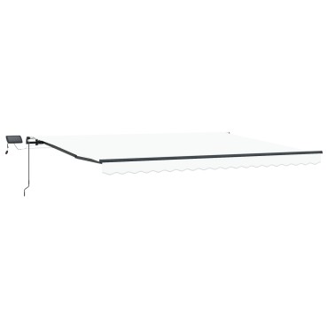 vidaXL Χειροκίνητη Ανασυρόμενη Τέντα με LED Λευκή 400x300 εκ.