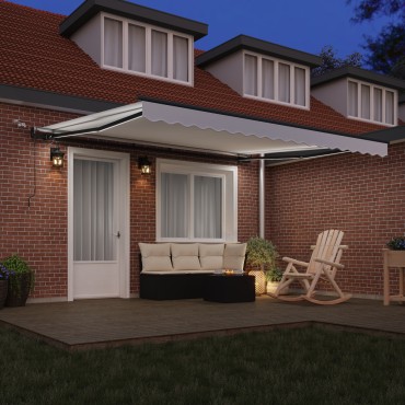Αυτόματη Ανασυρόμενη Τέντα vidaXL με LED Λευκή 400x300 εκ.