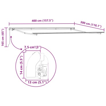 vidaXL Manual Retractable Awning Θαλάσσια Μπλε 400x300 εκ.