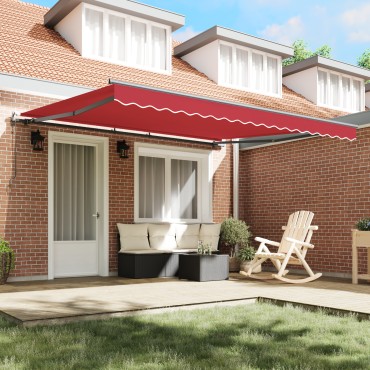 vidaXL Αυτόματη Ανασυρόμενη Τέντα Κόκκινη 400x300 cm
