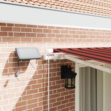 vidaXL Μηχανική Ανασυρόμενη Τέντα με LED Πορτοκαλί και Καφέ 400x350 εκ.
