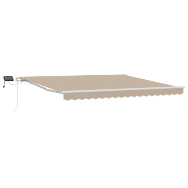 vidaXL Χειροκίνητη Ανασυρόμενη Τέντα με LED Μπεζ 400x350 εκ.