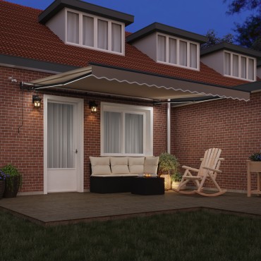 vidaXL Αυτόματη ανασυρόμενη τέντα με LED Μπεζ 400x350 εκ.