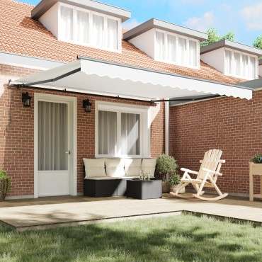 vidaXL Χειροκίνητη Ανασυρόμενη Τέντα Λευκή 400x350 cm