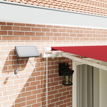 vidaXL Χειροκίνητη Ανασυρόμενη Τέντα με LED Κόκκινη 400x350 εκ.